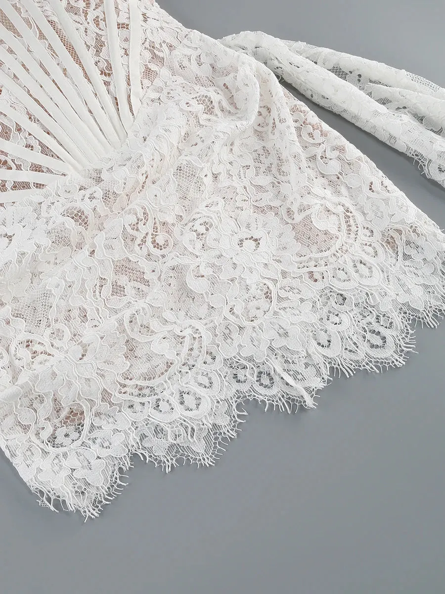 White Lace Patchwork Dress for Women Luxury Dresses Elegant Evening Gowns Prom Dresses