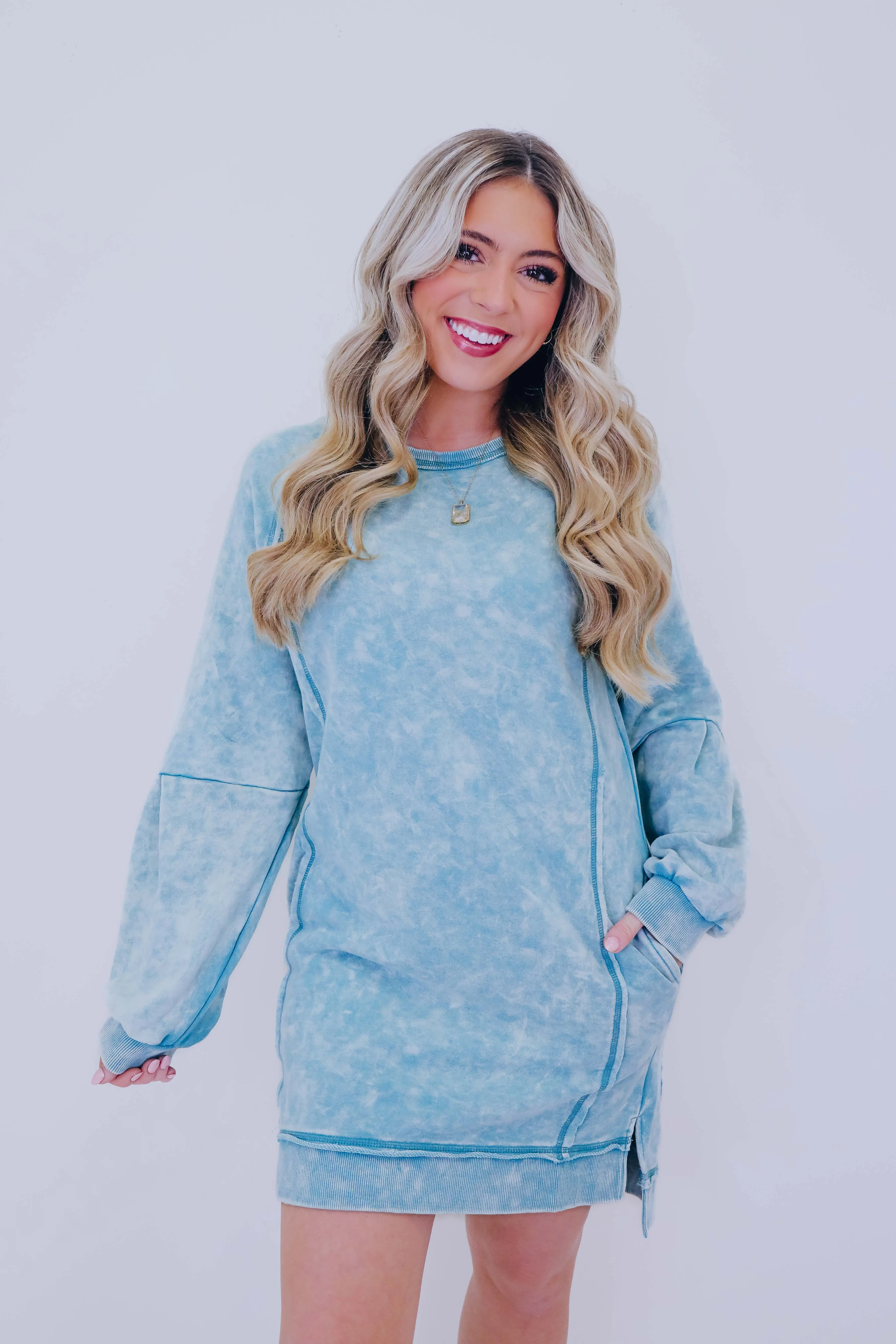 Willa Washed Sweatshirt Mini Dress - 5 Colors