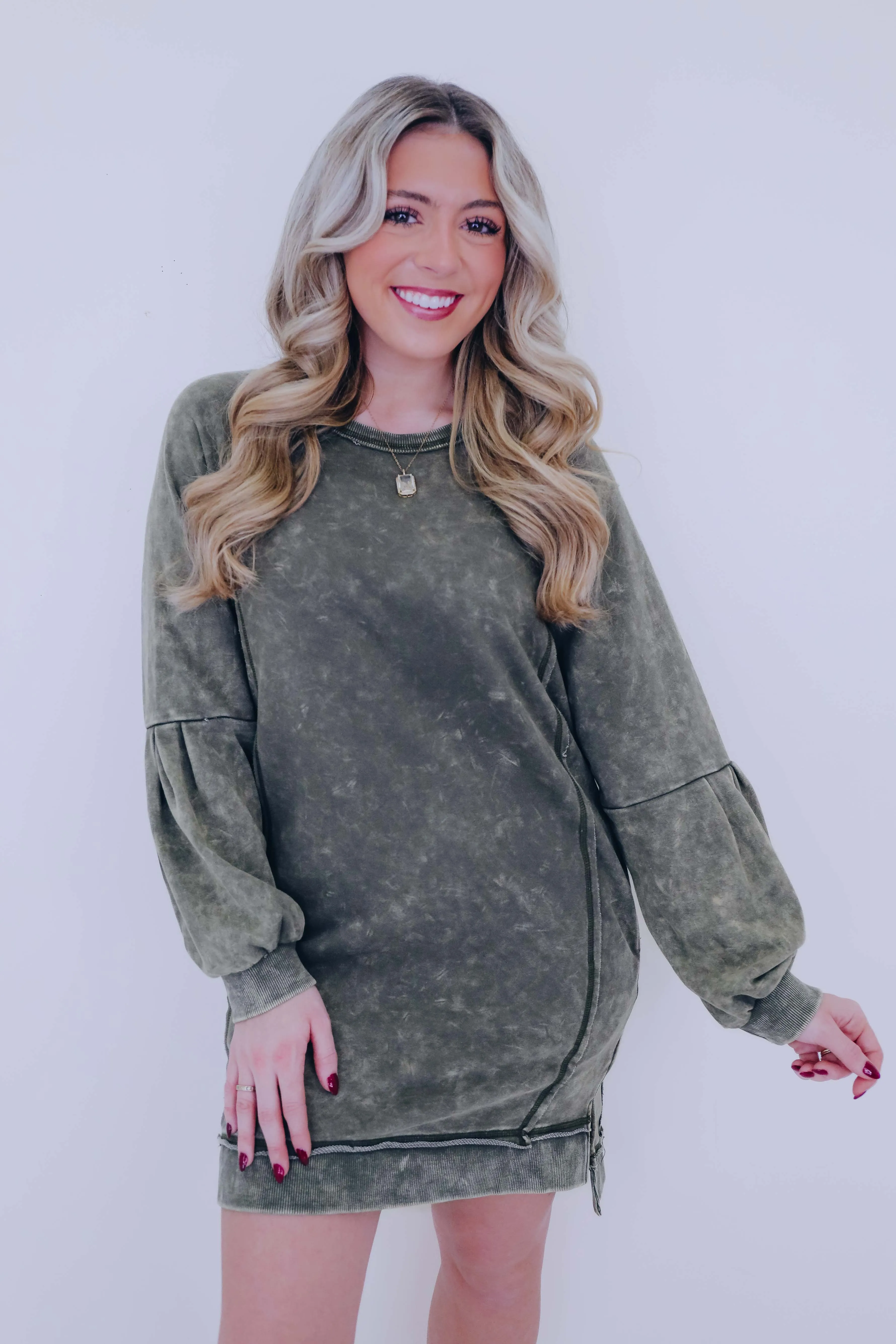 Willa Washed Sweatshirt Mini Dress - 5 Colors