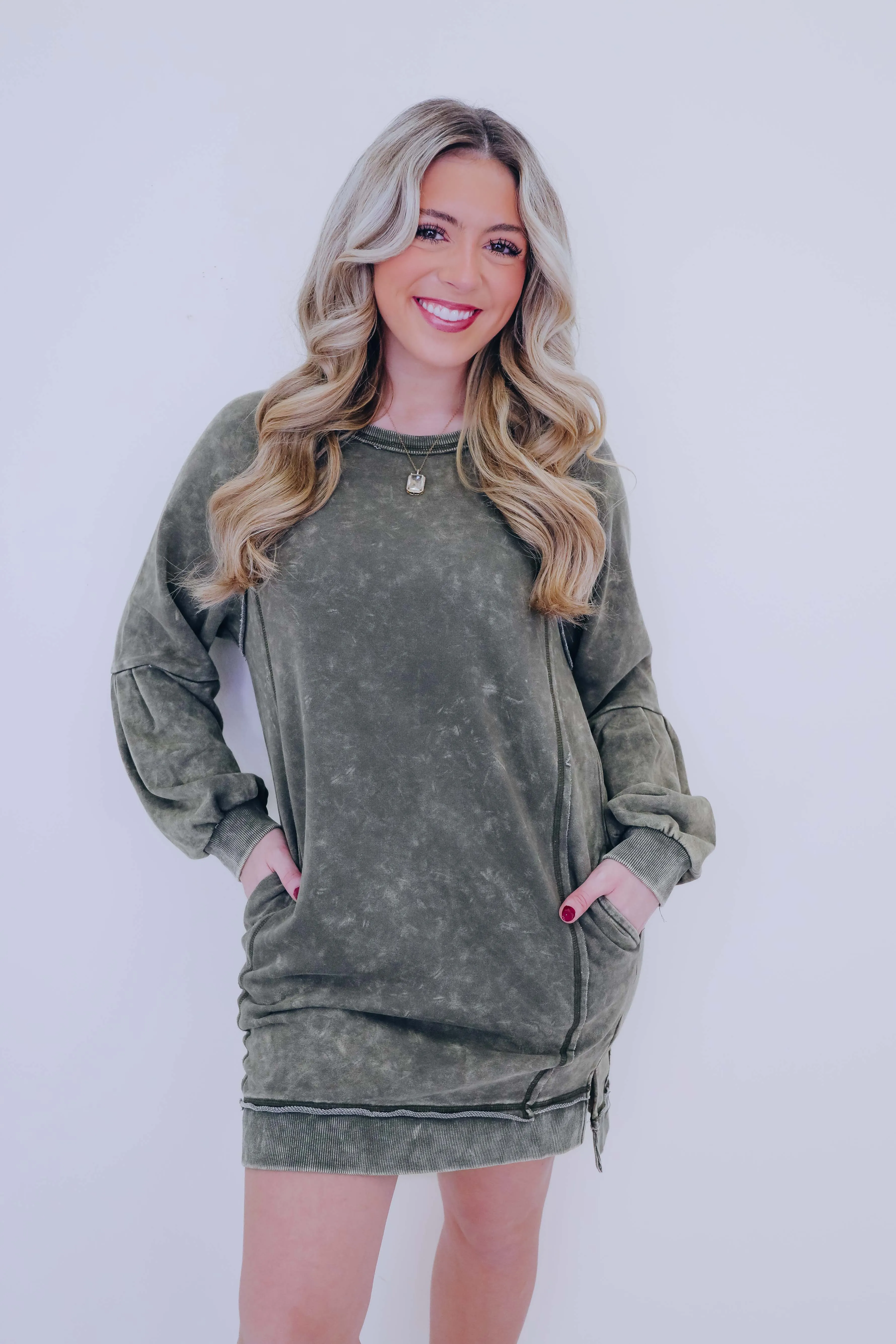 Willa Washed Sweatshirt Mini Dress - 5 Colors