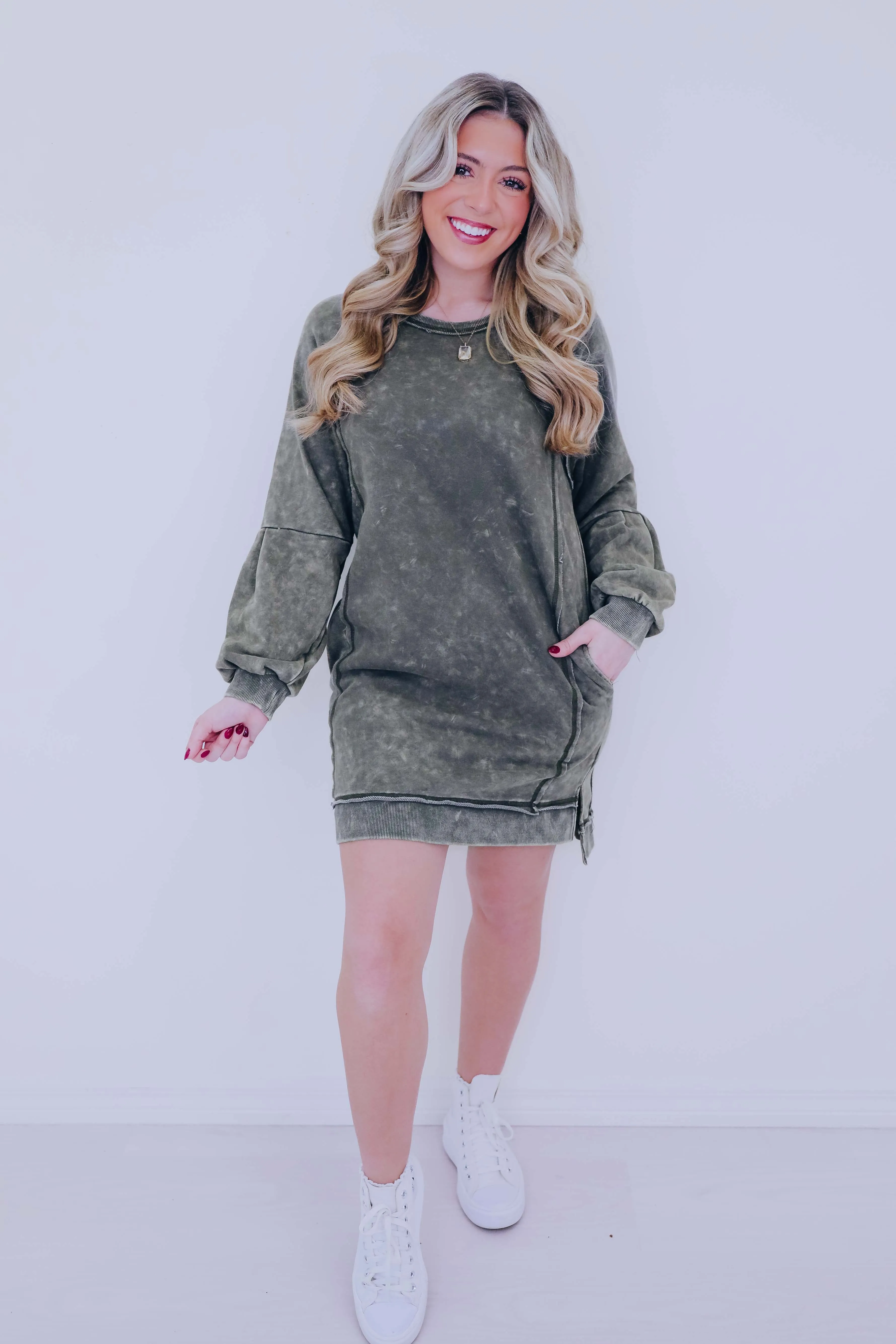 Willa Washed Sweatshirt Mini Dress - 5 Colors