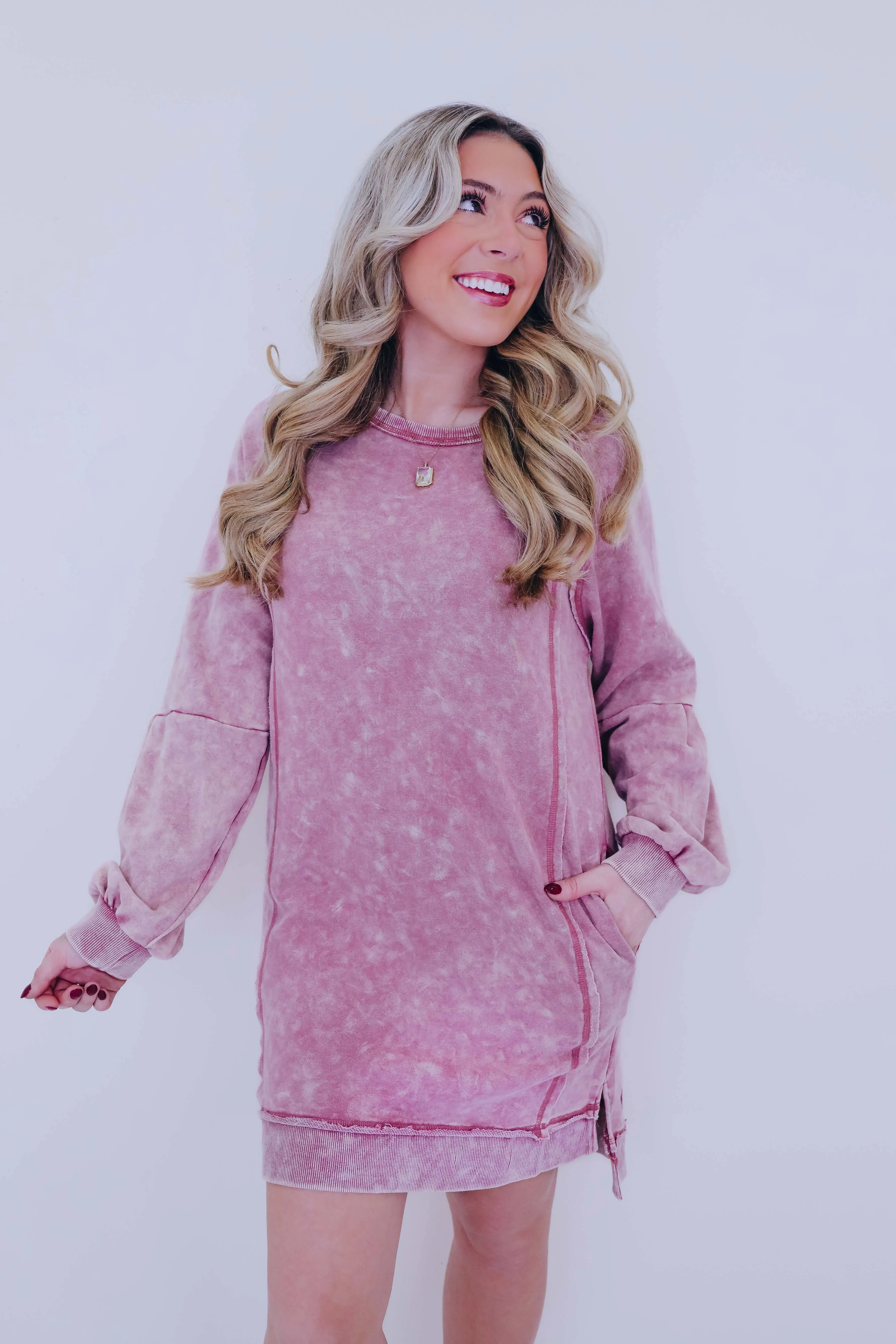 Willa Washed Sweatshirt Mini Dress - 5 Colors