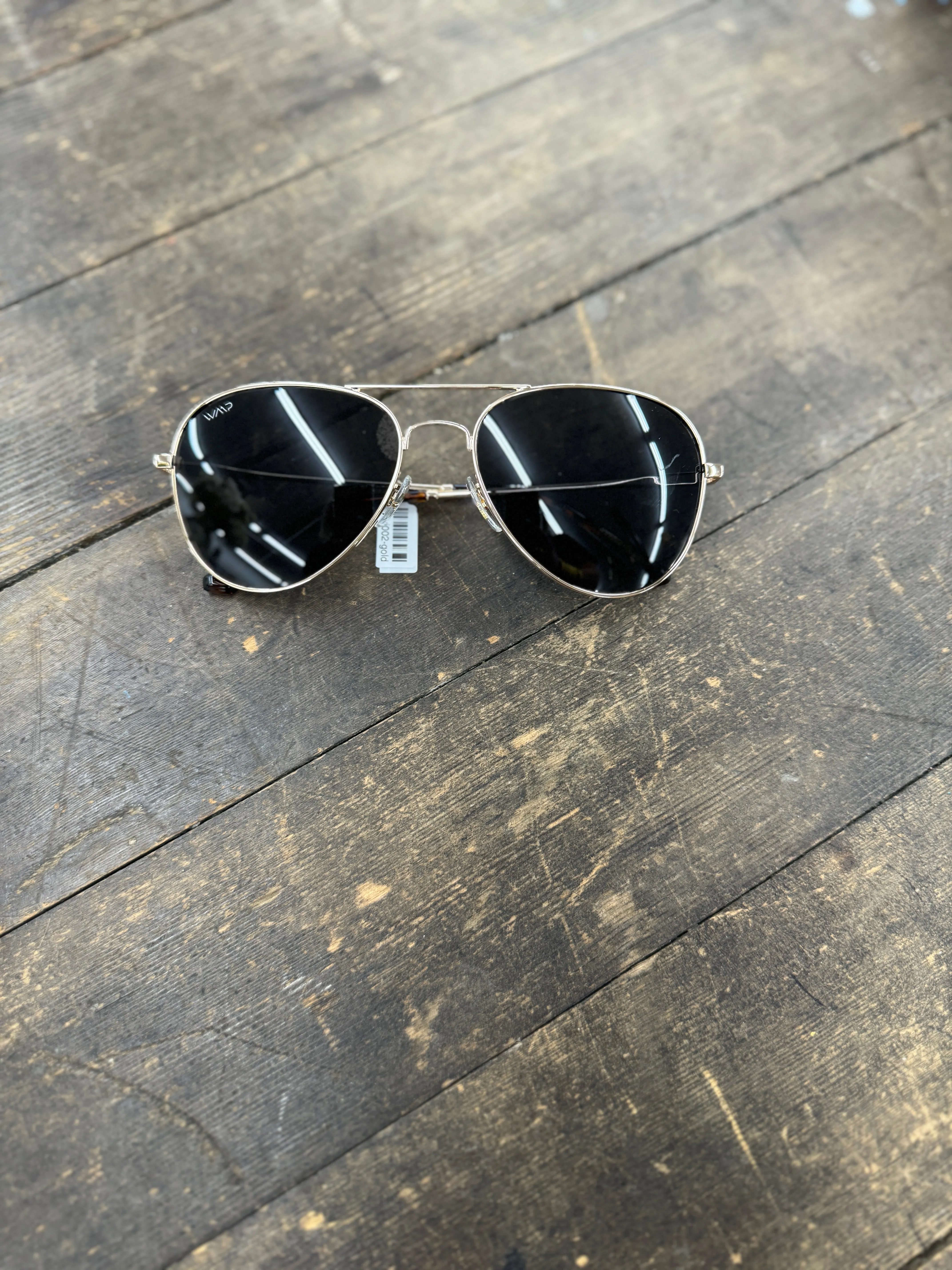 WMP Gold Frame Aviator Sunglasses