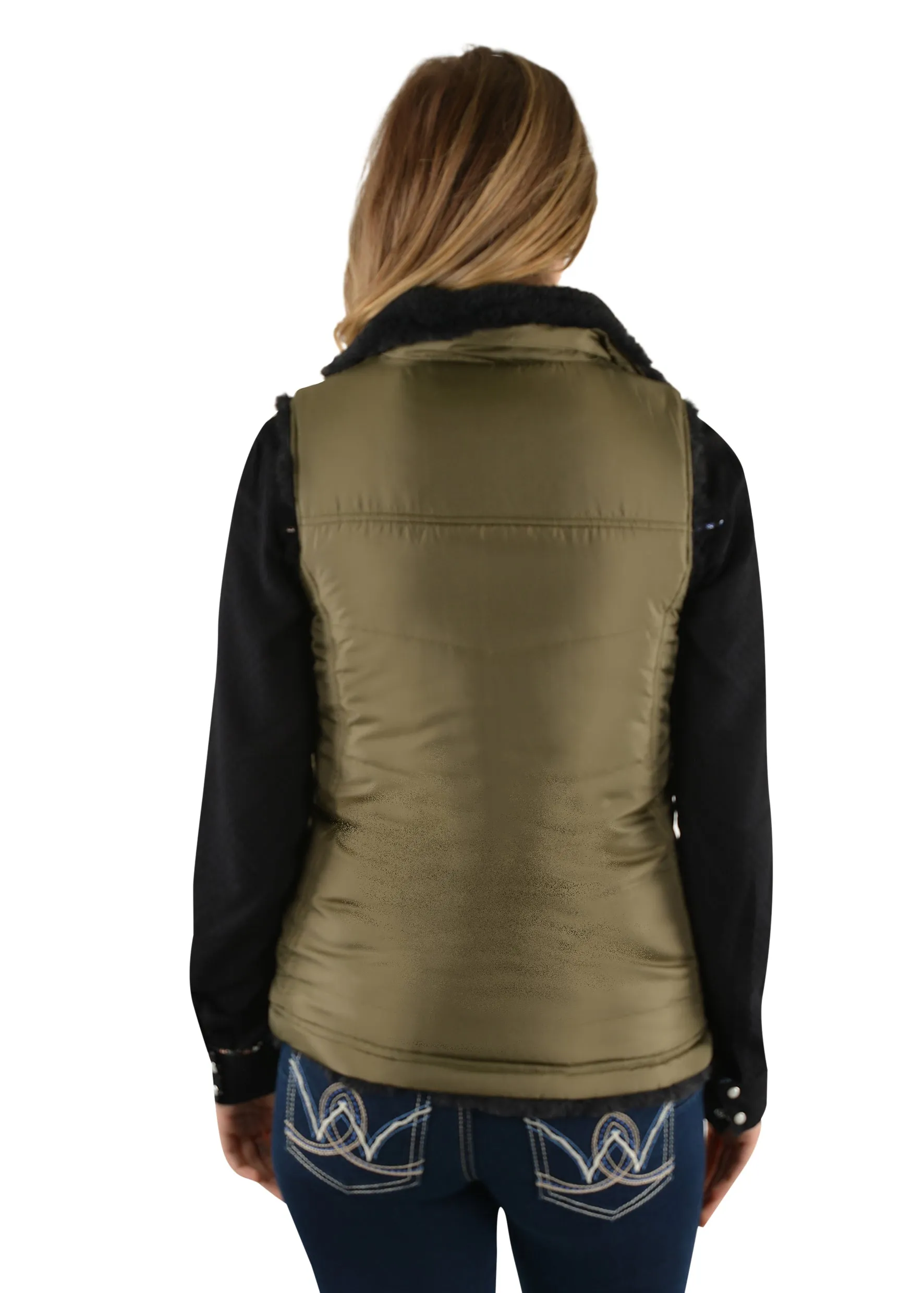 Wrangler Carrie Reversible Ladies Vest Olive Black