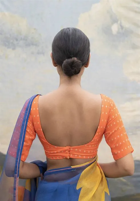 Yam   I   Florence Naranghi Blouse BLOUSE  MULMUL ORANGE An Indian Summer YAMBL18
