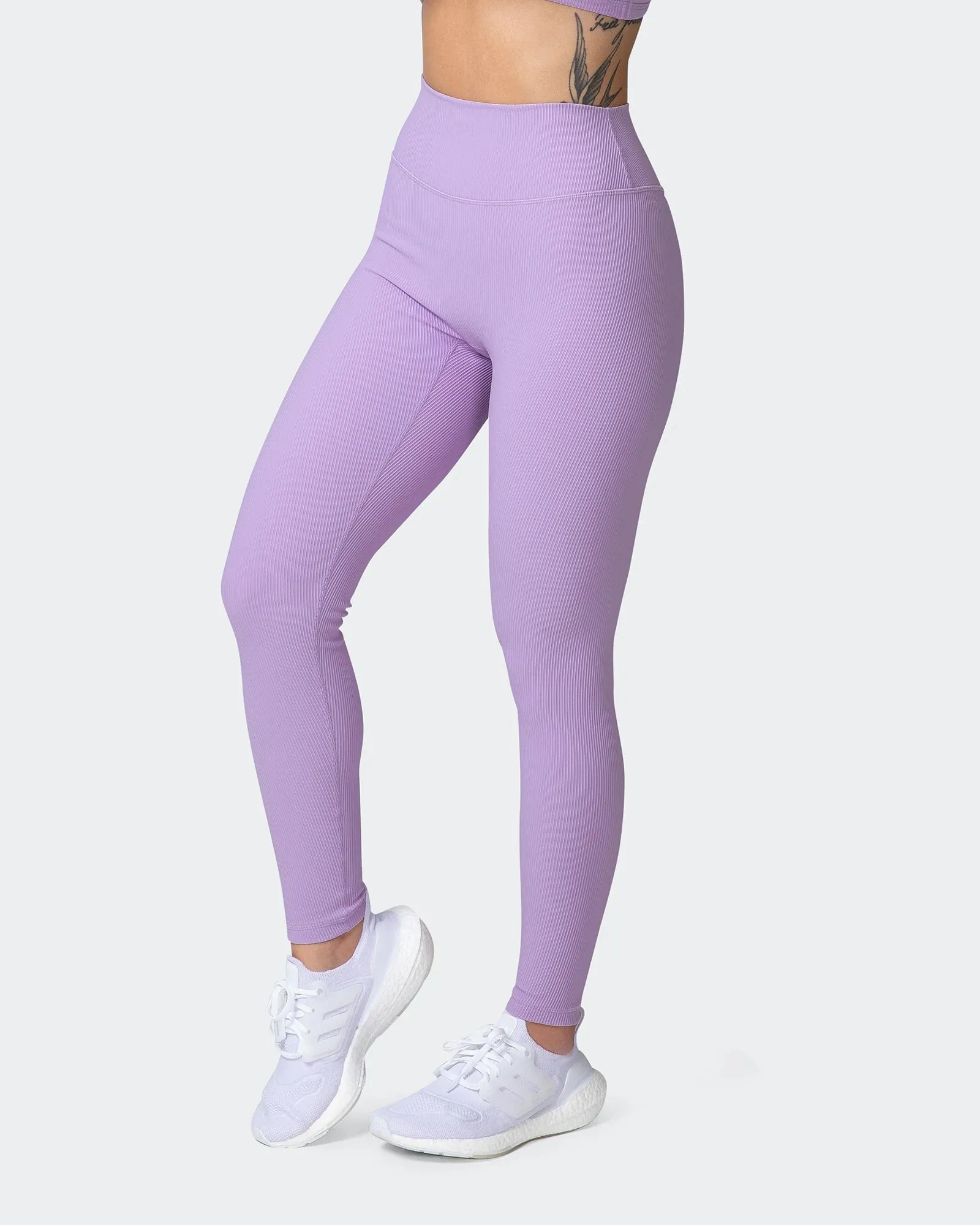 ZERO RISE RIB ANKLE LENGTH LEGGINGS Lilac