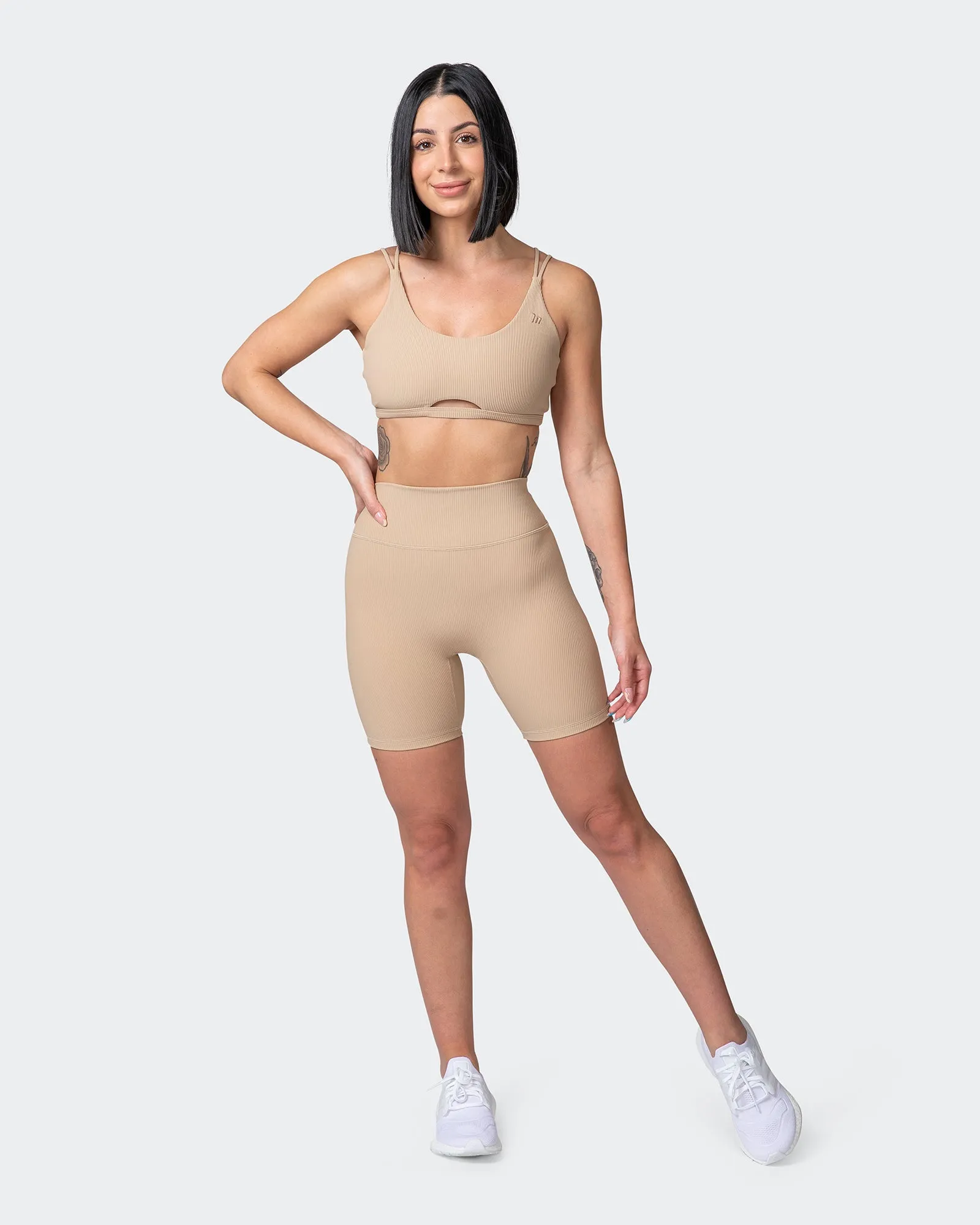 Zero Rise Rib Bike Shorts - Brown Sugar