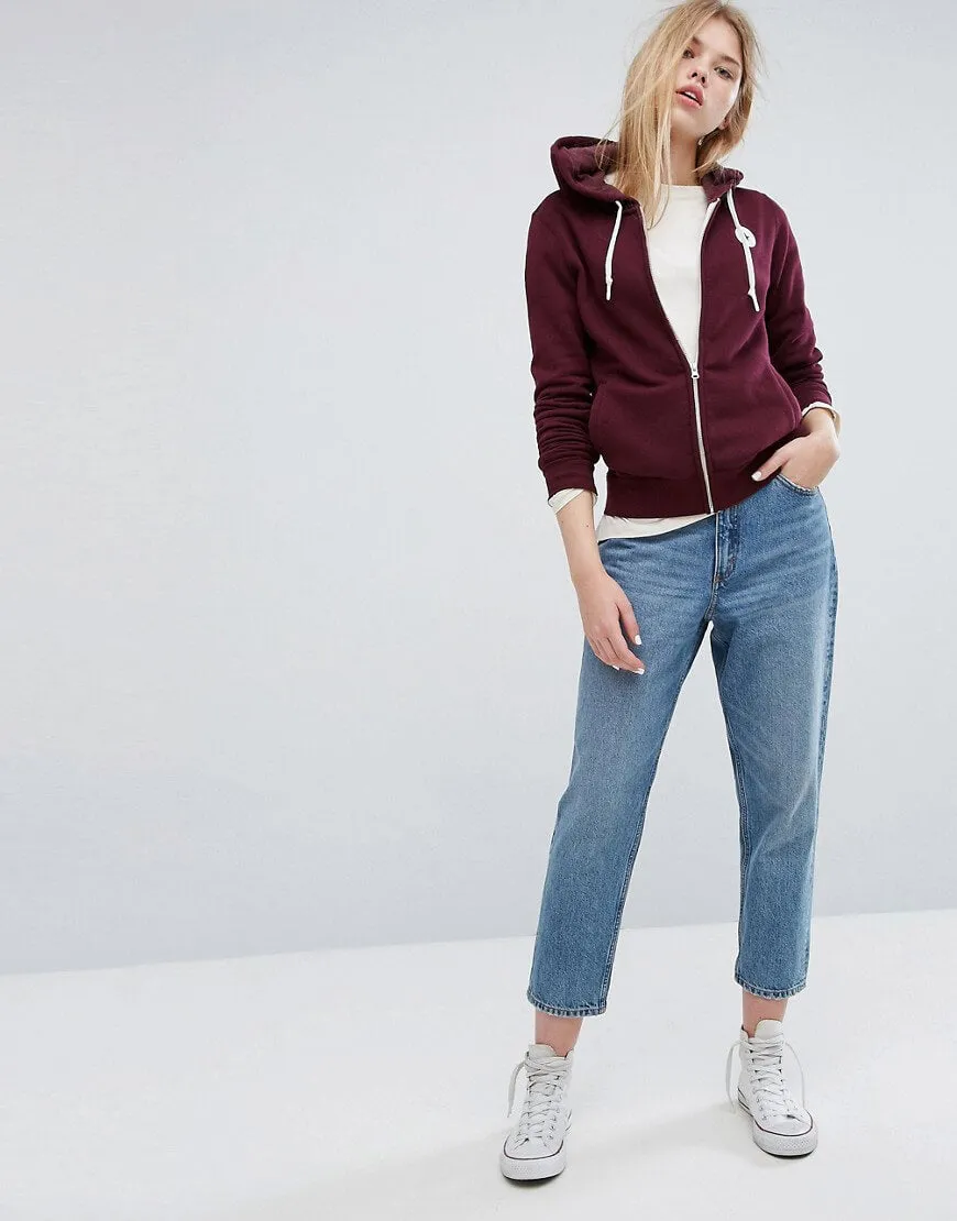 Zip Hoodie In Berry